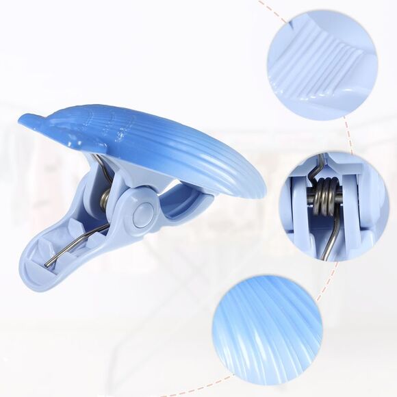 4 Pcs Shell ABS Metal Clothespins for Clothes Craft Pictures Blue - Picture 2 of 6